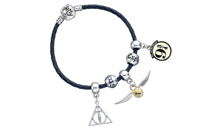  Harry Potter Silver Plated Charm Bracelet with 2 x Charms &  Spell Beads: Clothing, Shoes & Jewelry