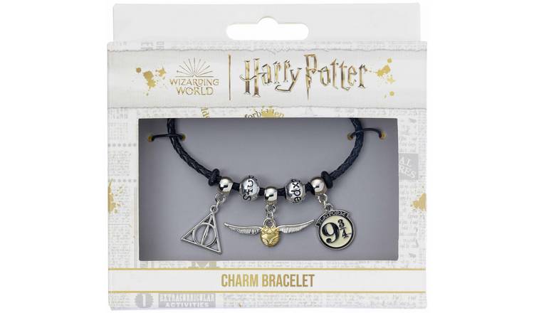 Harry Potter Silver Plated Charm Bracelet with 2 x Charms & Spell Beads