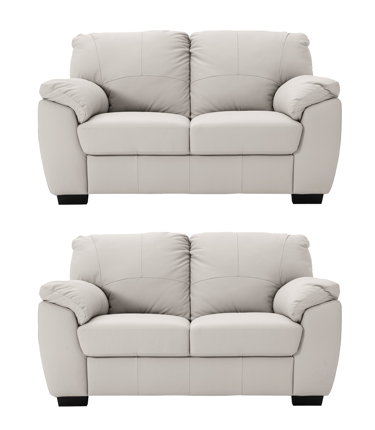 Argos Home Milano Pair of Leather 2 Seater Sofa - Light Grey