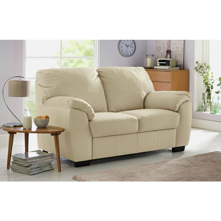 Argos Home Milano Pair of Leather 2 Seater Sofa - Light Grey 0