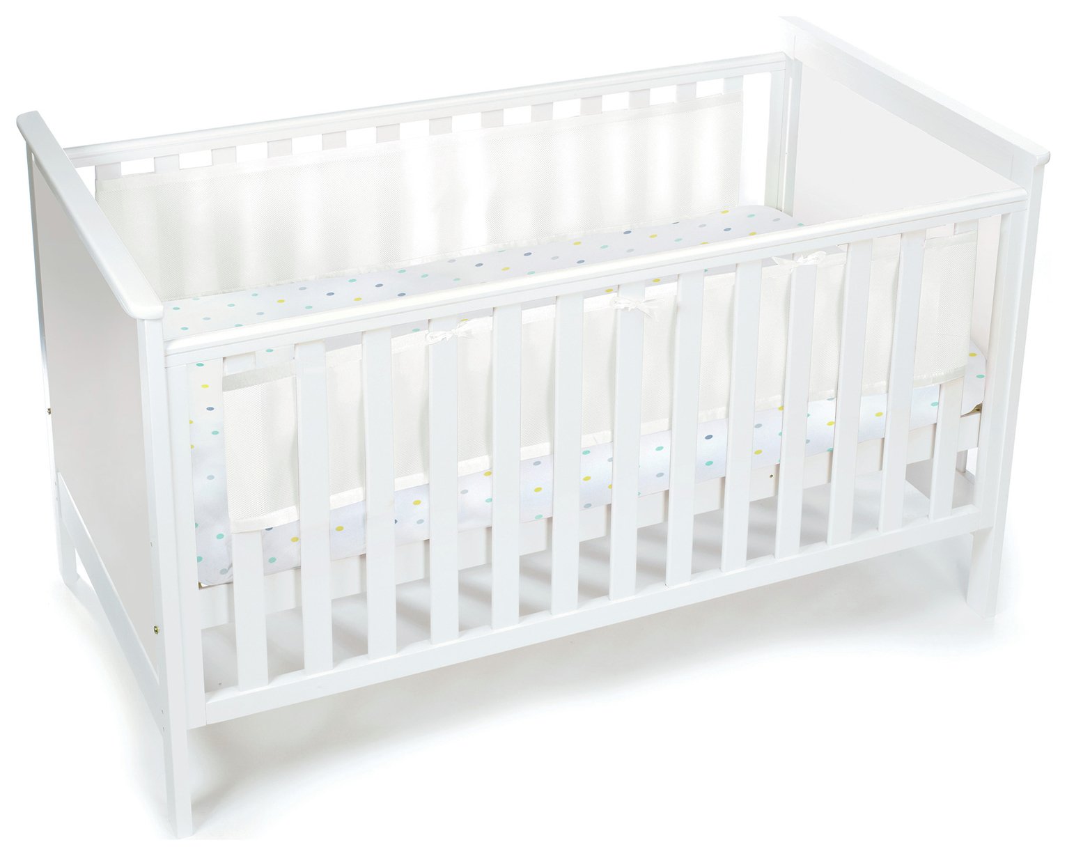 BreathableBaby Mesh Liner for Solid End Cots - White Mist