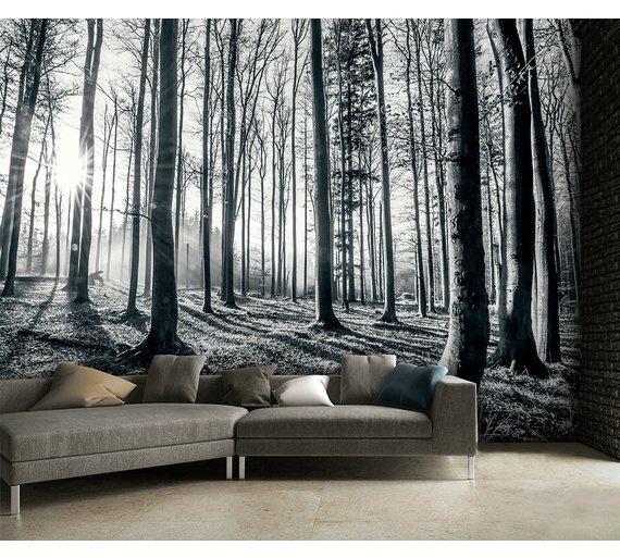 1Wall Black and White Forest Wall Mural