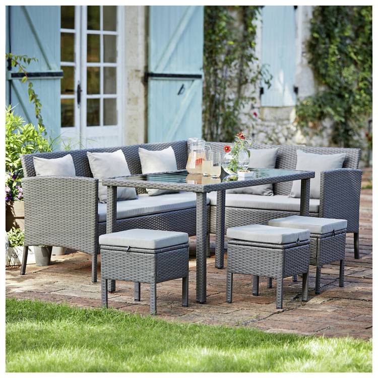 Argos Home 8 Seater Rattan Effect Garden Corner Sofa Set 0