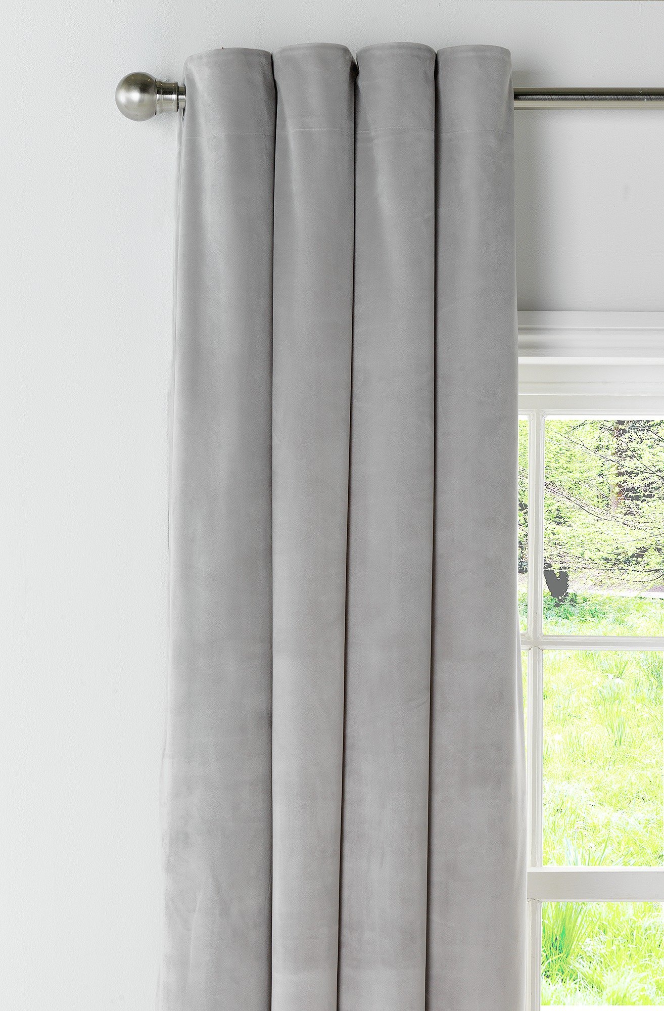 Argos Home Velour Lined Eyelet Curtains -168x229- Pale Grey