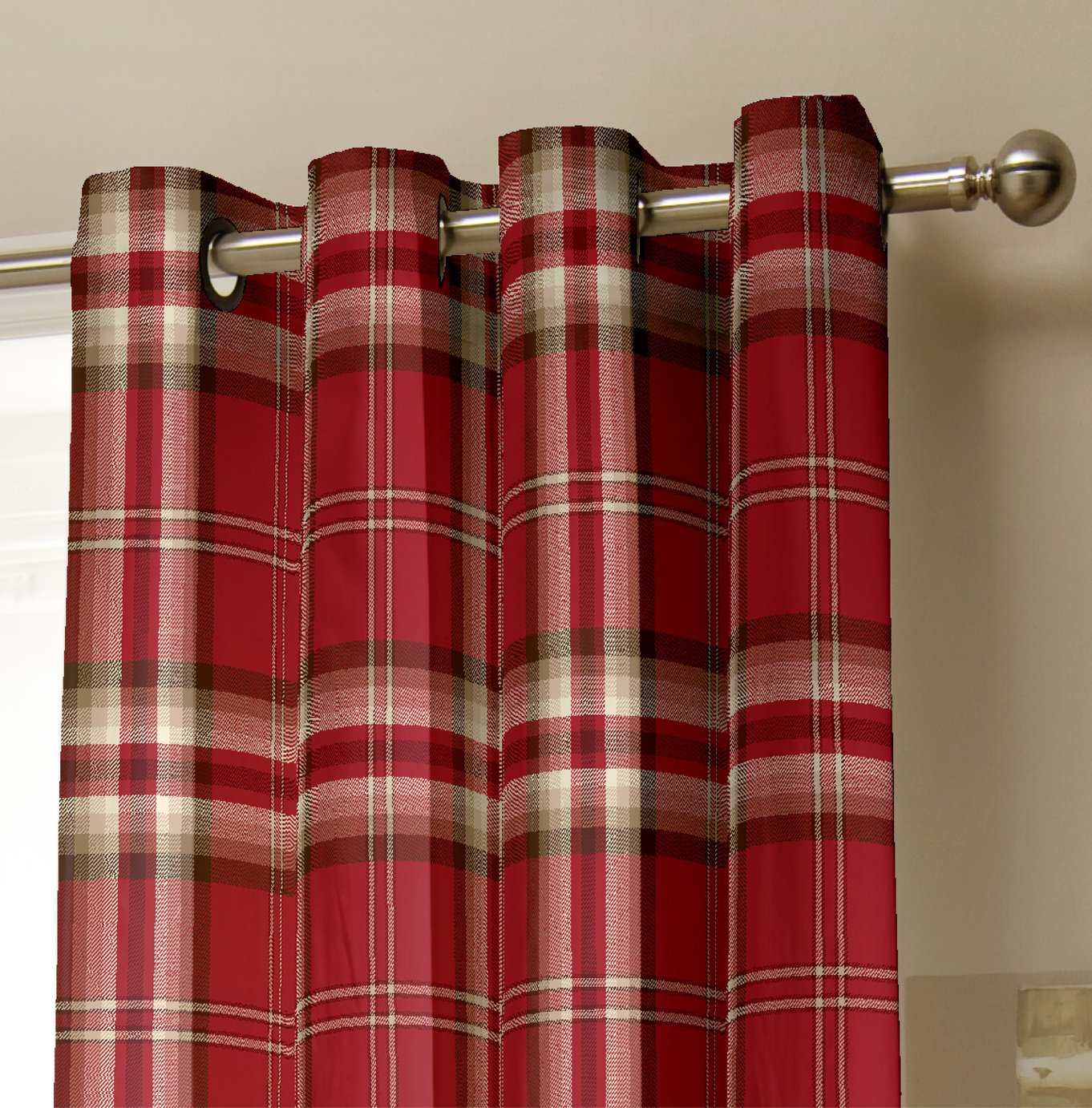 Kelso Pencil Pleat Lined Curtains - 168 x 183cm - Red