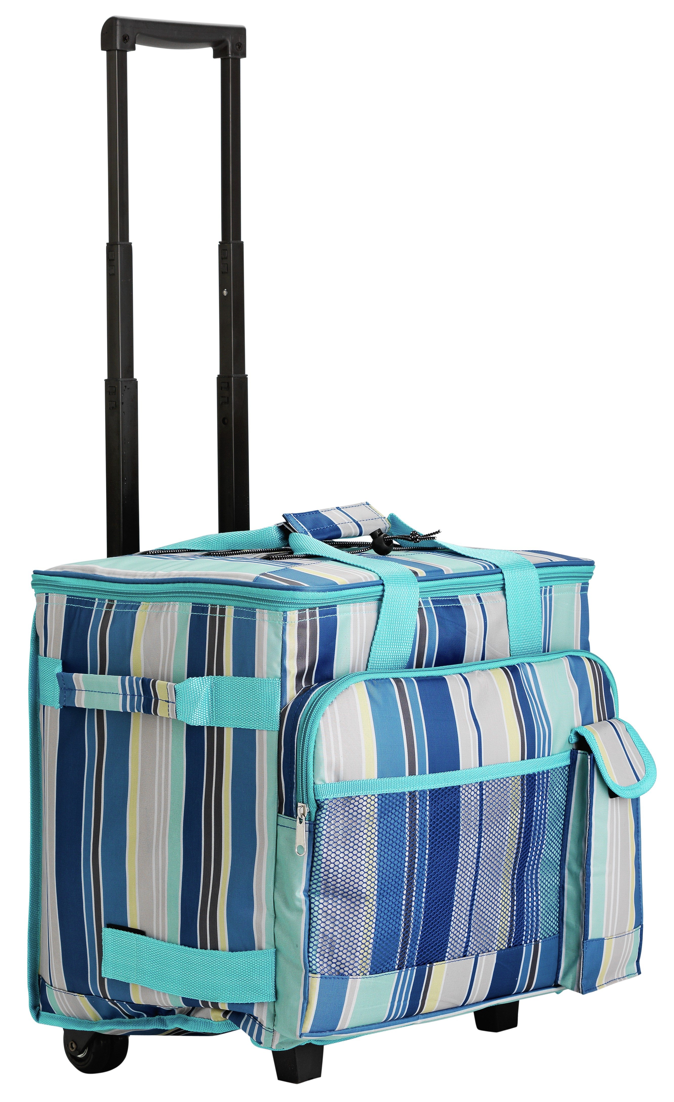 Blue Striped Wheeled Picnic Cooler