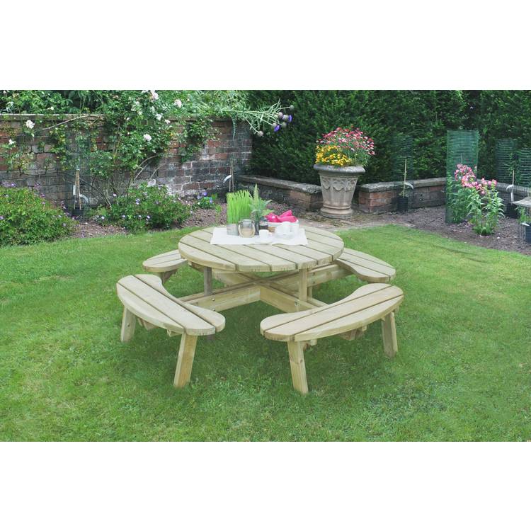 Forest Garden 8 Seater Wooden Picnic Table  0