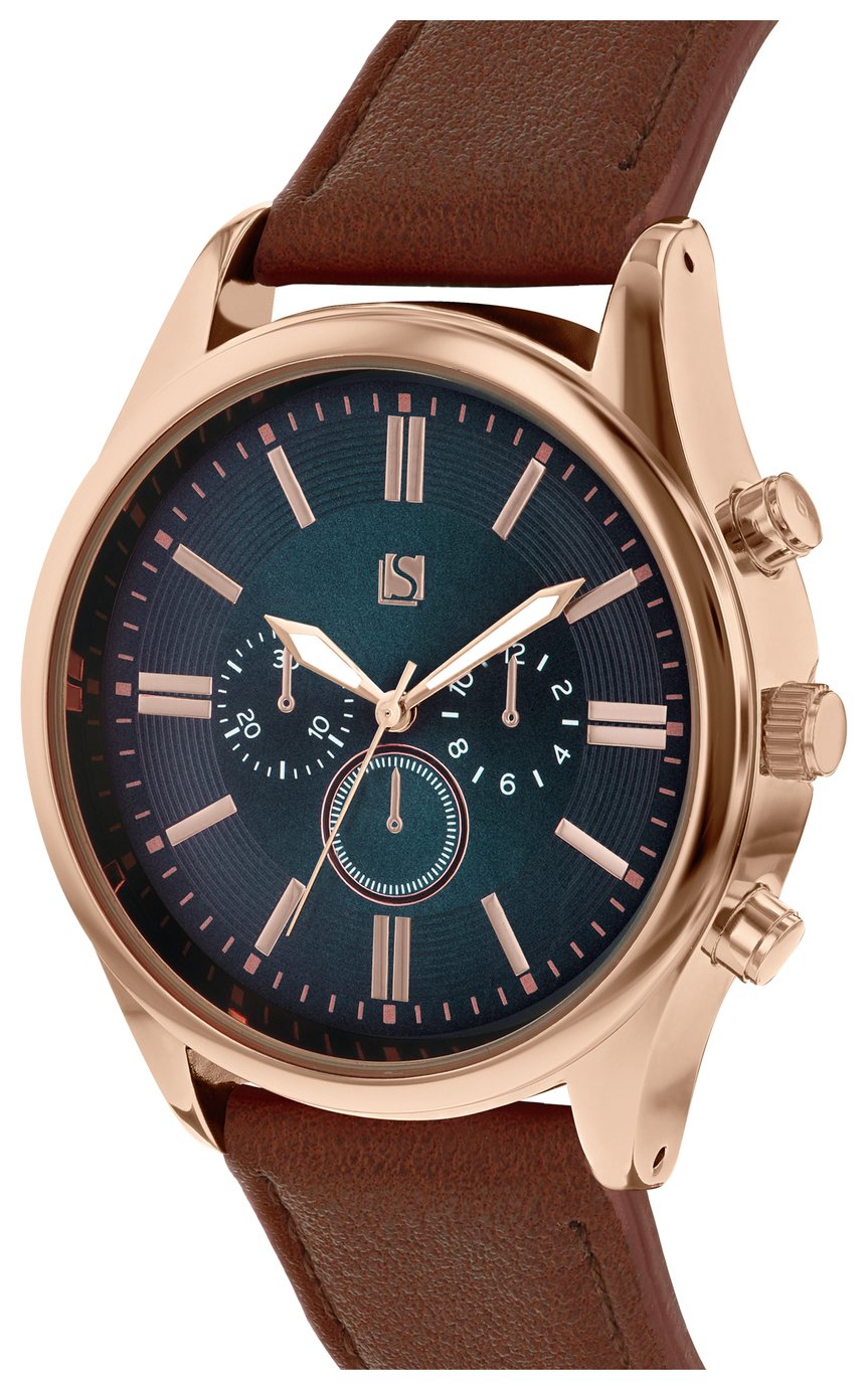 Spirit Mens Rose Gold Coloured Navy Dial Brown Strap Reviews