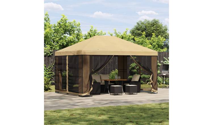 Walplus 4 x 3 m 190gsm Polyester Steel Garden Gazebo - Cream