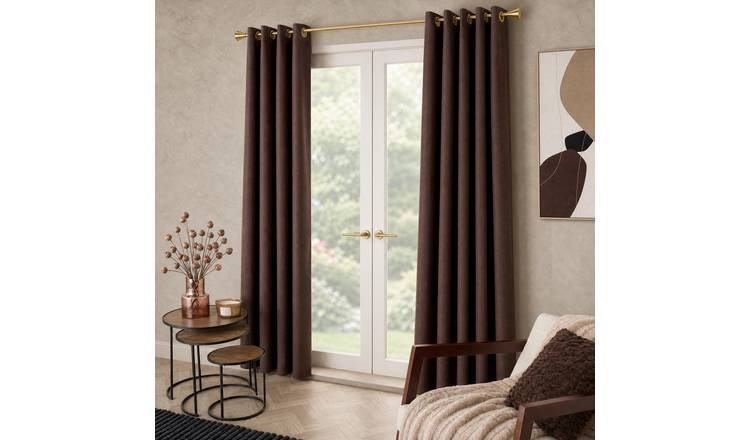 OHS Woven Texture Blackout Curtains - 229 x 229cm - Brown