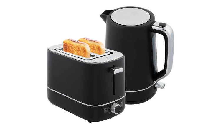HOMCOM Kettle and 2 Slice Toaster Set with 6 Browning Controls - Black
