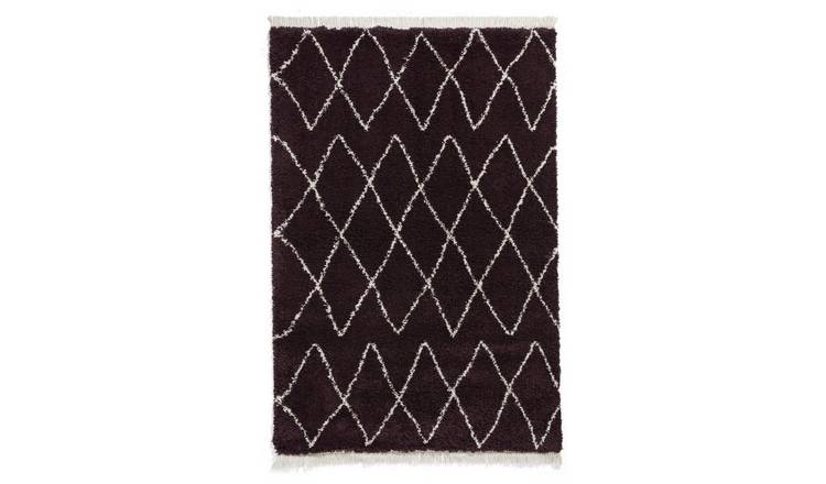 Mega Flooring Purple Shaggy Geometric Rug - 160 x 230cm