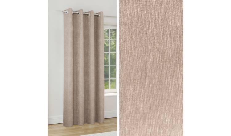 Enhanced Living Mayfair Chenille Single Door Curtains - 168 x 214cm - Sand