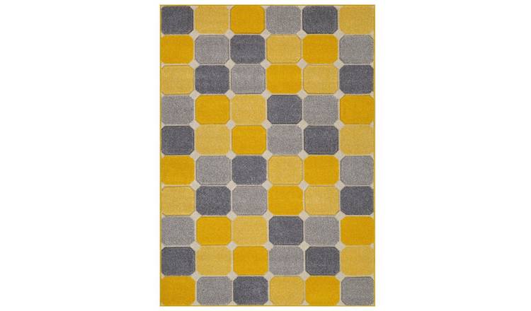 Mega Flooring Grey Modern Chequered Rug - 80 x 150cm