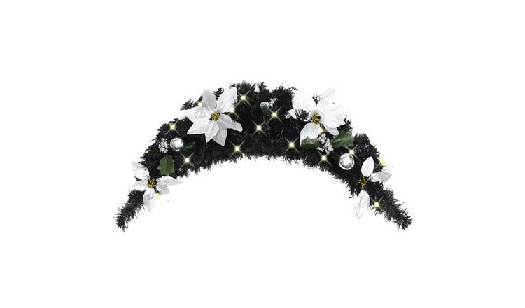 Walplus PVC Christmas Arch and Medium Ornaments - Black and Silver