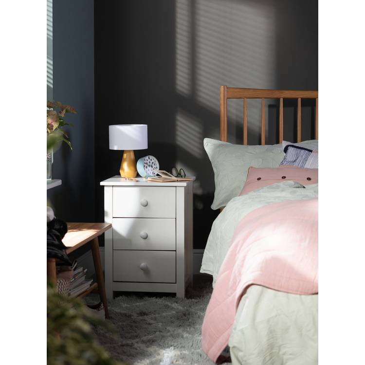 Argos Home Scandinavia 3 Drawer Bedside Table - White 0