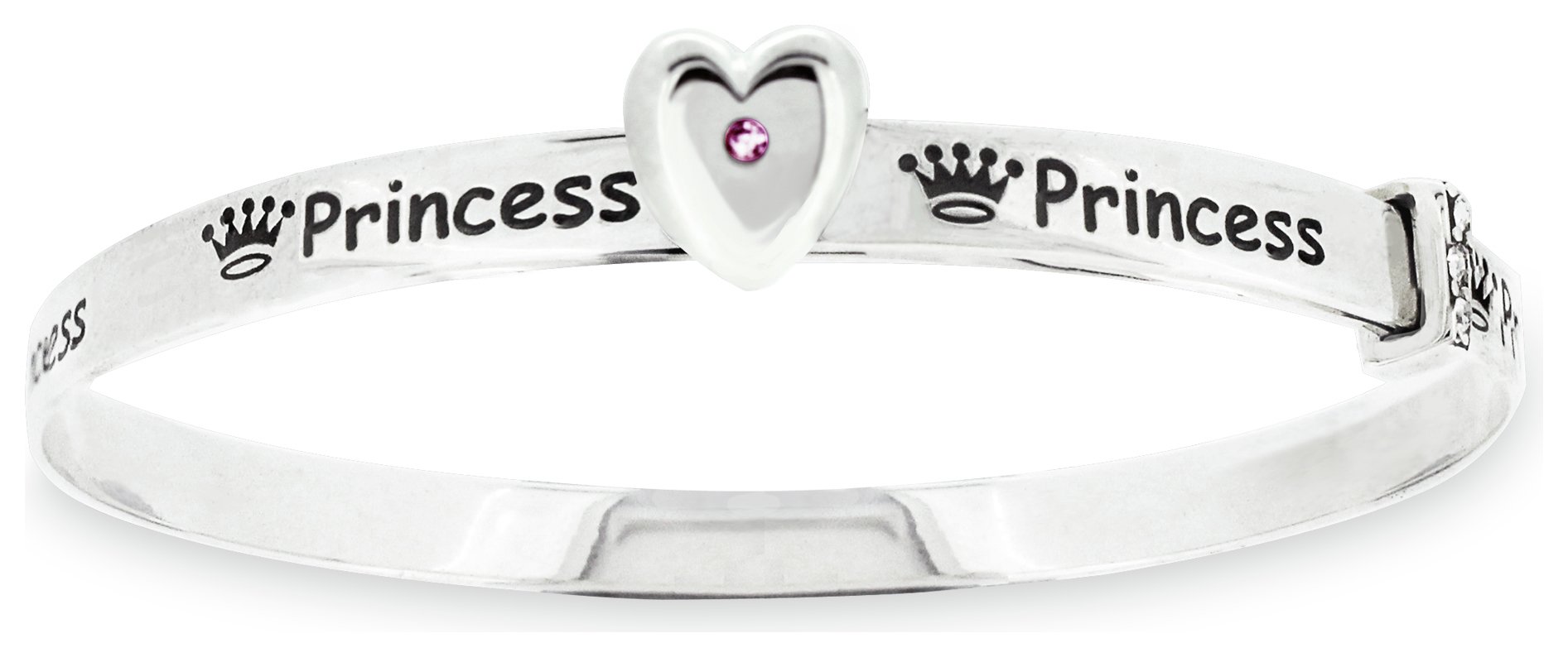 Revere Kid's Sterling Silver Princess CZ Bangle - 3-5 Years