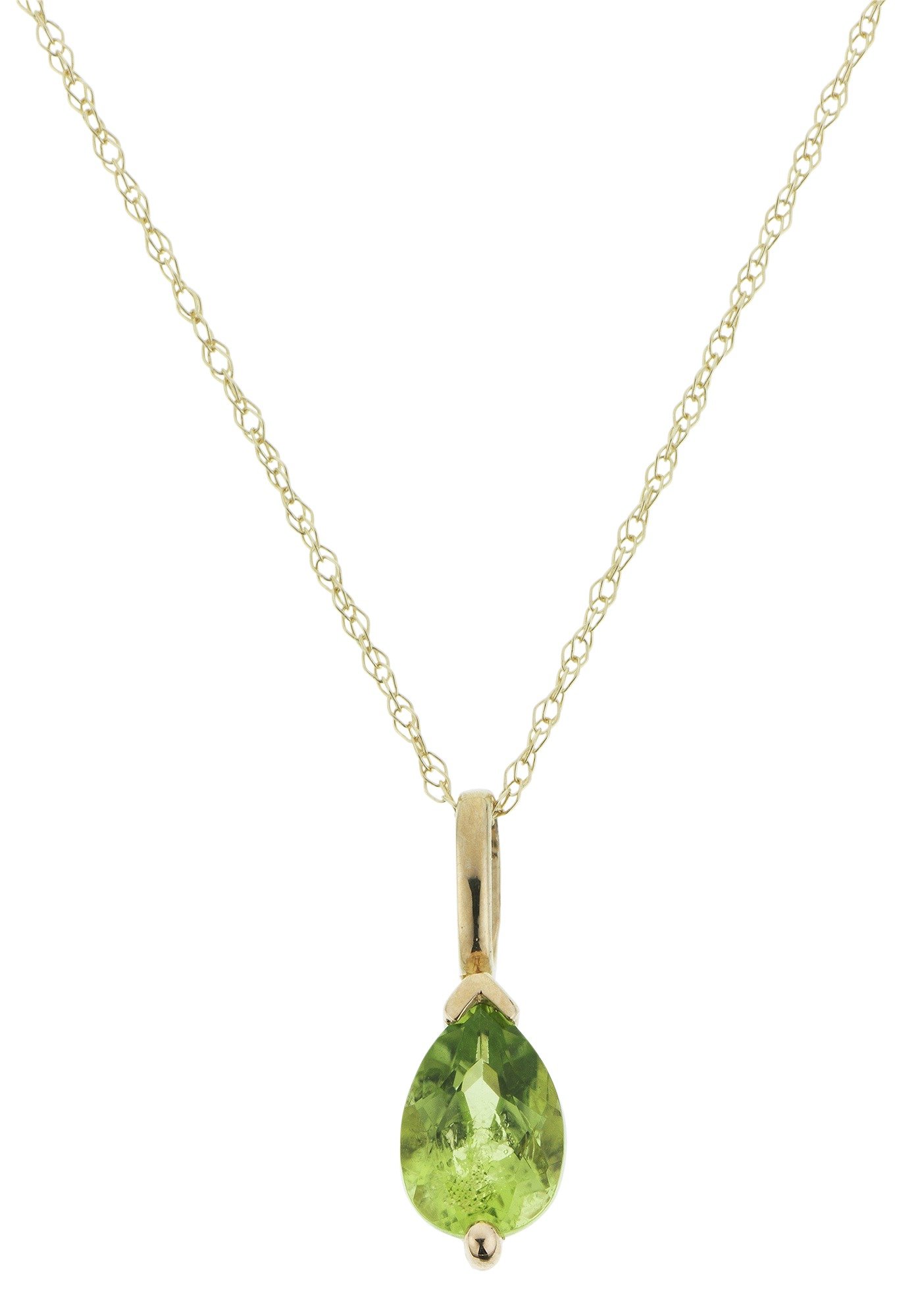 Revere 9ct Gold Peridot Teardrop Pendant Necklace