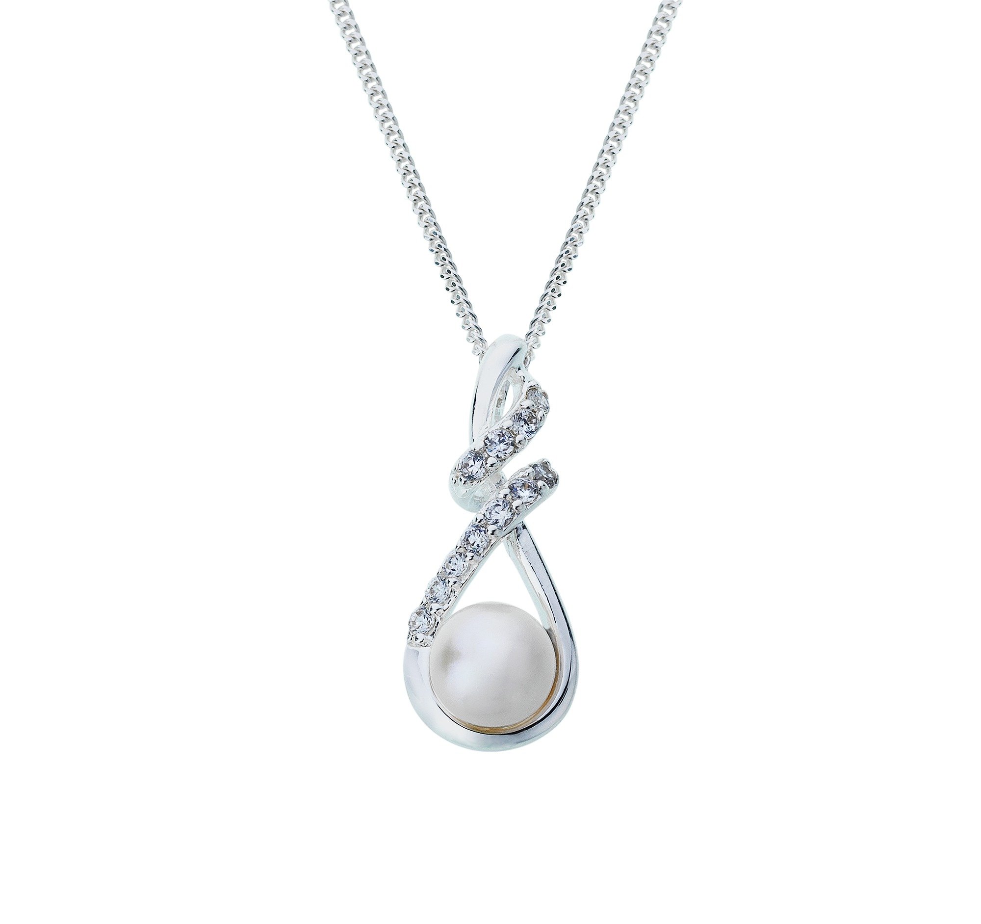 Revere Silver Freshwater Pearl and Pendant 18 Inch Necklace