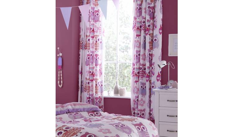 Buy Catherine Lansfield Owl Curtains 168x183cm Pink Home Furnishings Argos