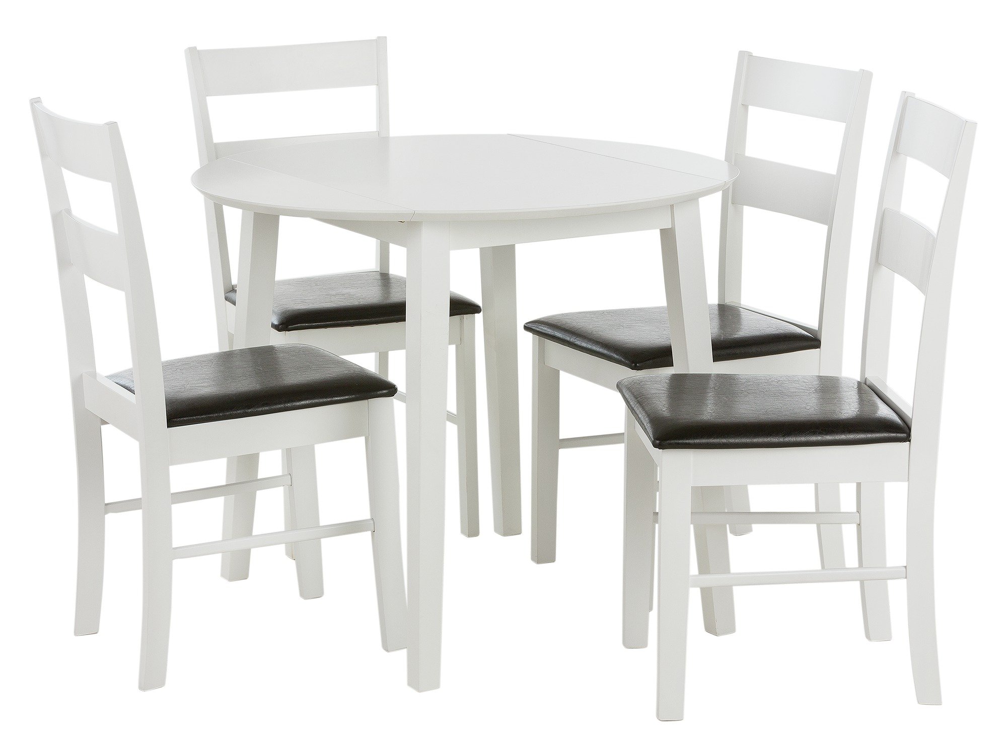 HOME Wyton Round Drop Leaf Table & 4 Chairs - White