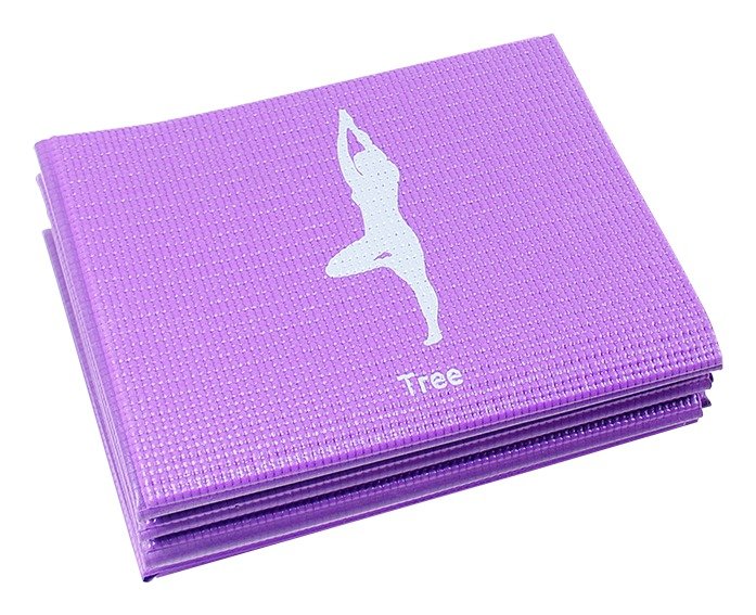yoga mat with poses printed on it