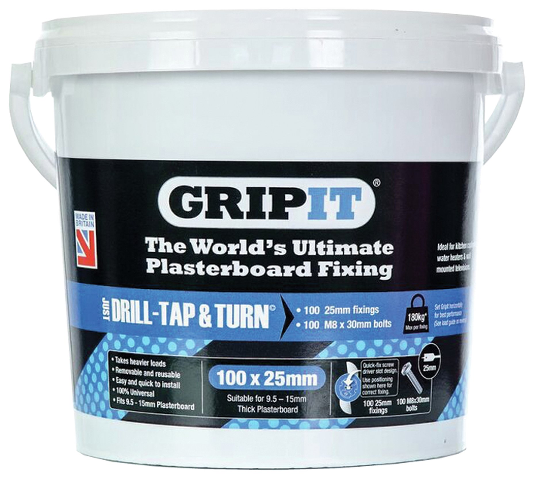 GriptIt Fixings Tub Of 100 25mm - Blue