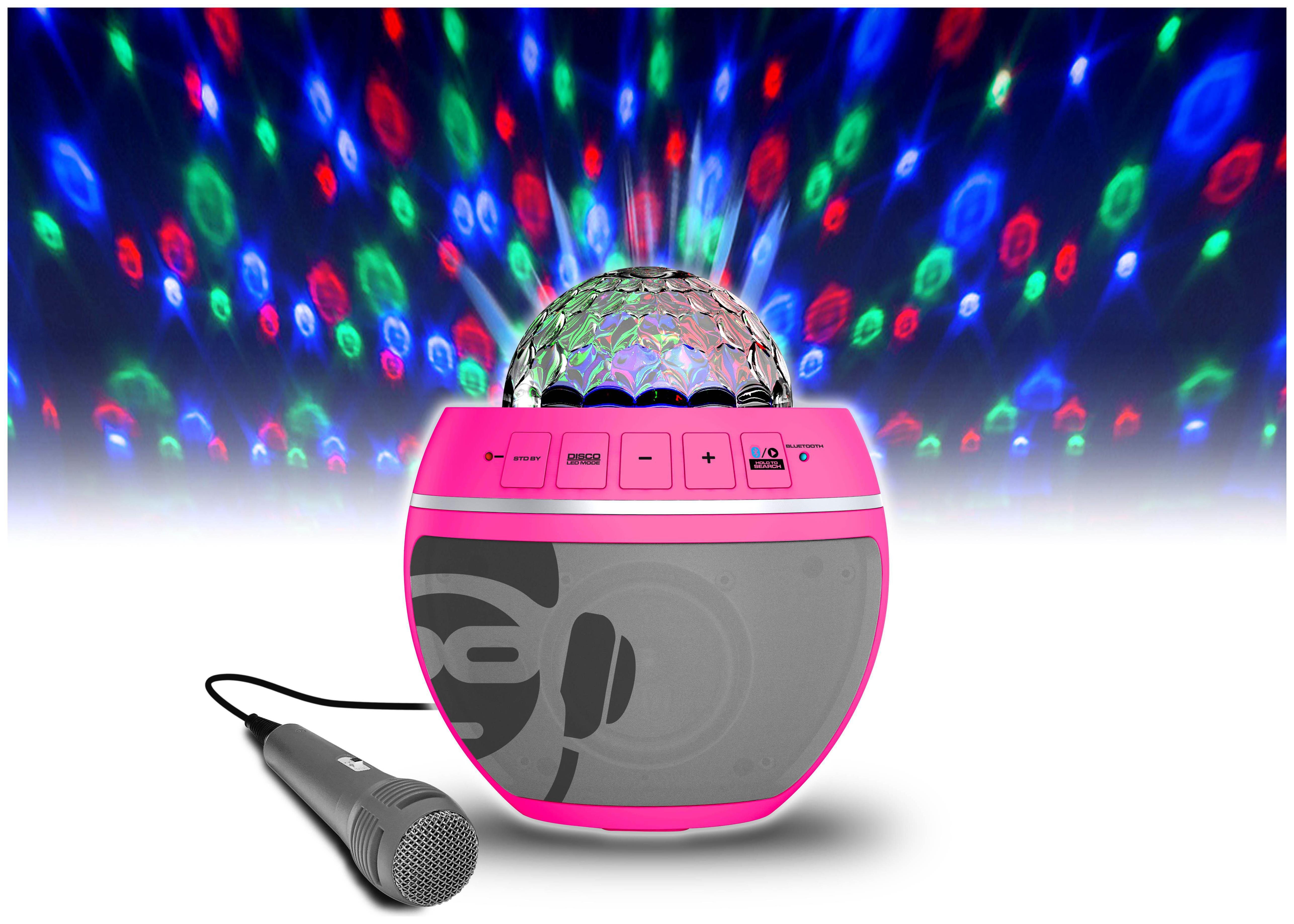 iDance BB10 Disco Lights Bluetooth Karaoke Machine - Pink