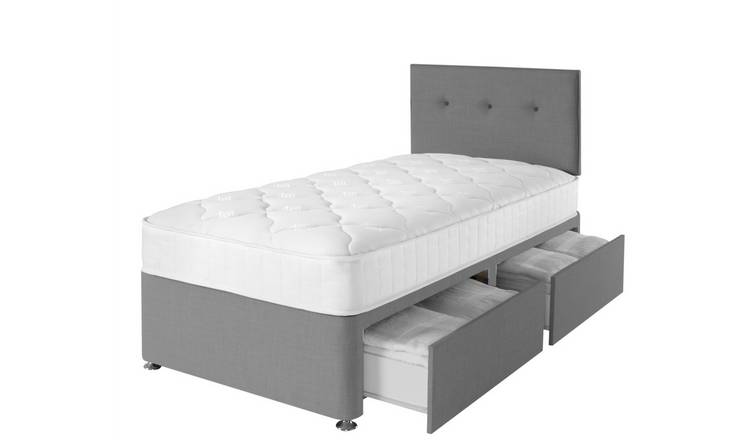 Grey single divan store bed with storage