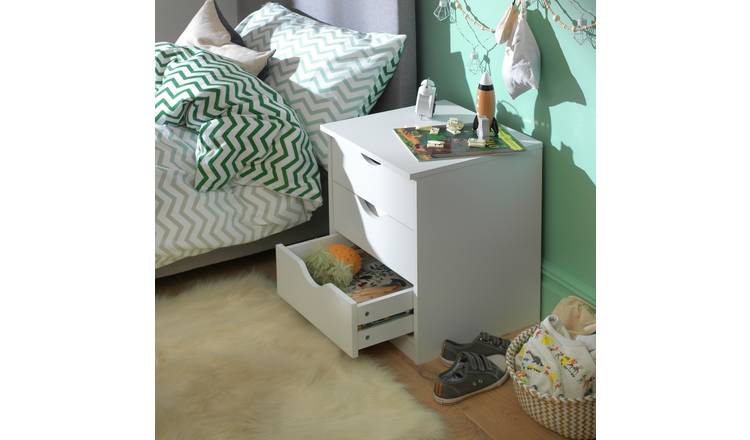 Habitat Kids Pagnell 3 Drawers Bedside Table -White