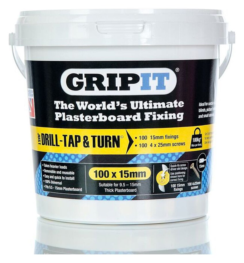 GripIt Fixings Tub Of 100 15mm - Yellow