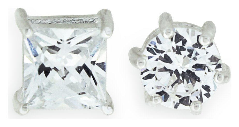 Revere Men's Sterling Silver Cubic Zirconia Stud Earrings