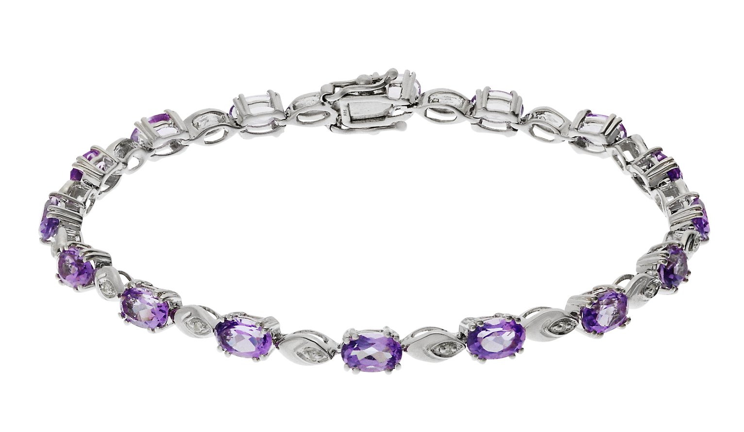 Revere Sterling Silver Amethyst and Diamond Accent Bracelet