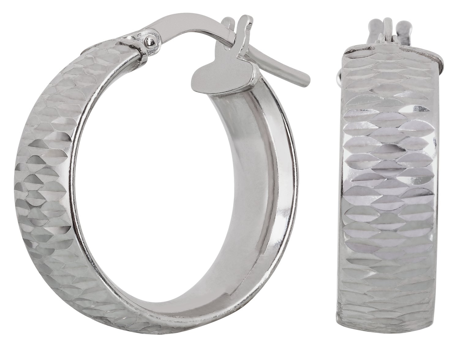 Revere Italian Sterling Silver Diamond Cut Wide Hoops