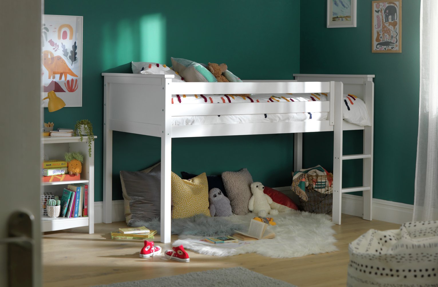 white mid sleeper with desk