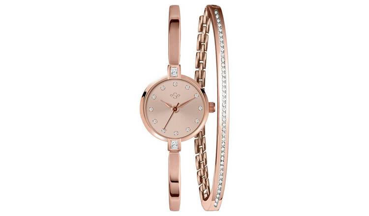 Buy Spirit Ladies Rose Colour Stone Set Watch and Bracelet Set Womens watches Argos