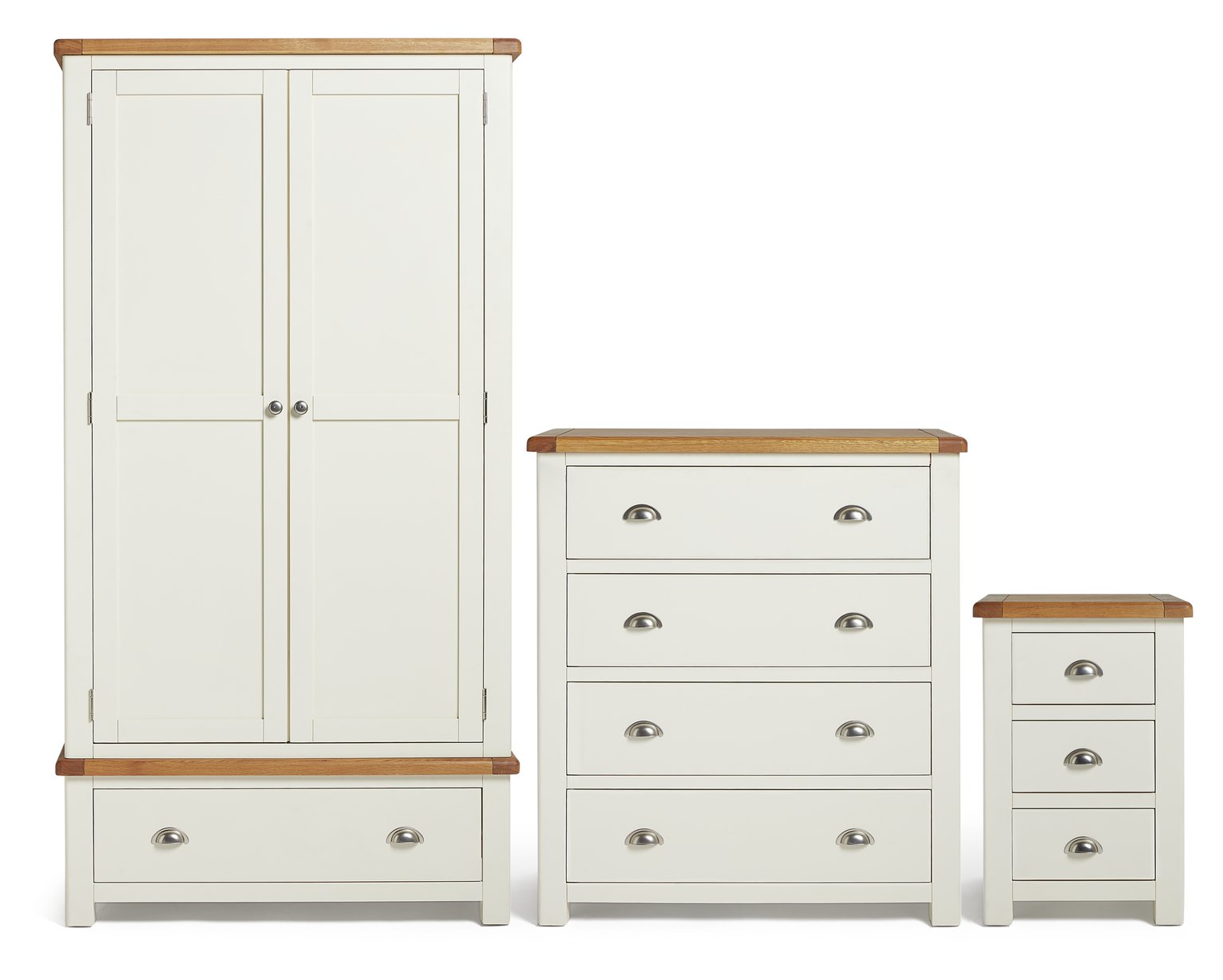 Habitat Kent 3 Piece 2 Door Wardrobe Set - Cream & Oak