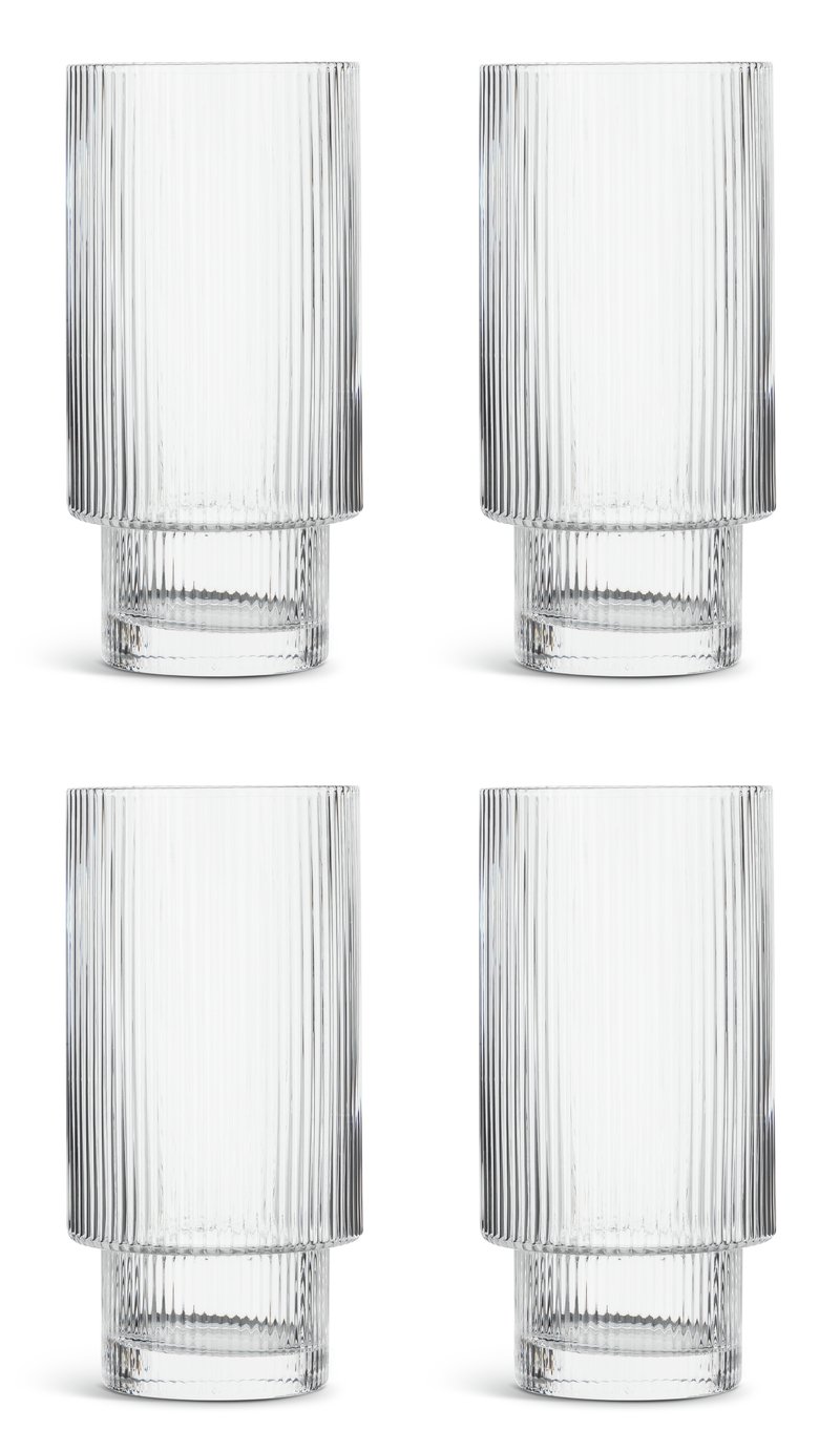 Habitat Ribbed Set of 4 Hi Ball Glasses