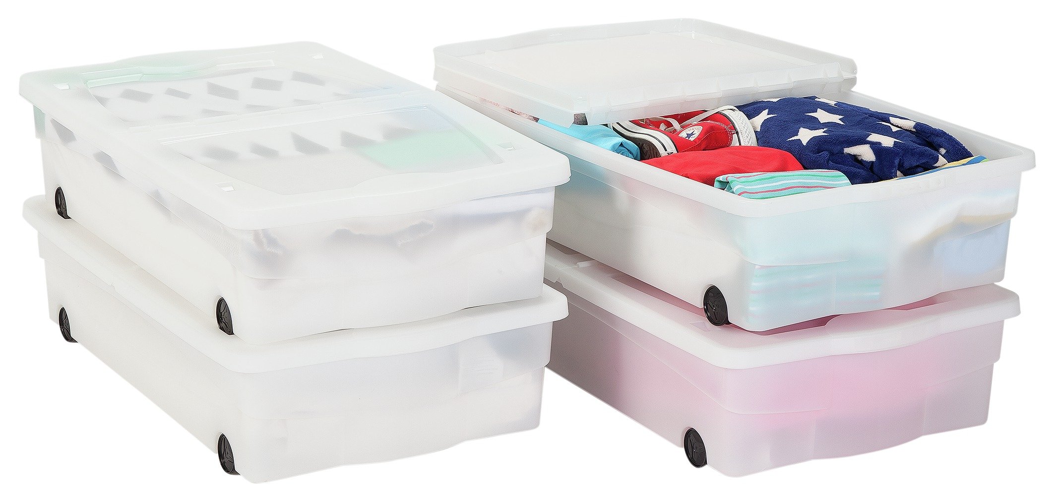 Argos Home Set of 4 Wheeled Plastic Underbed Storage Boxes