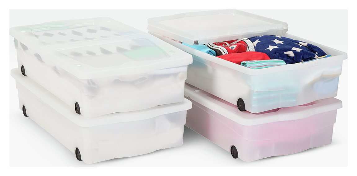 Argos Home Set of 4 Wheeled Plastic Underbed Storage Boxes Reviews