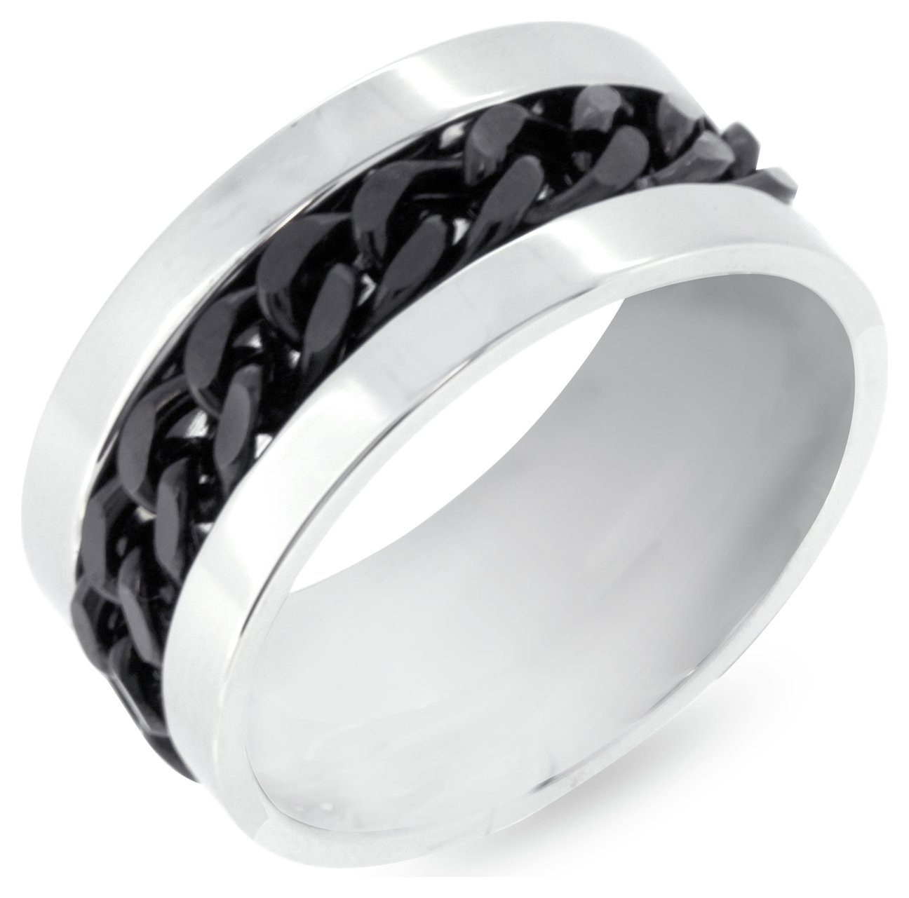 Domain Gents' Stainless Steel Black Chain Ring Boxed. Review