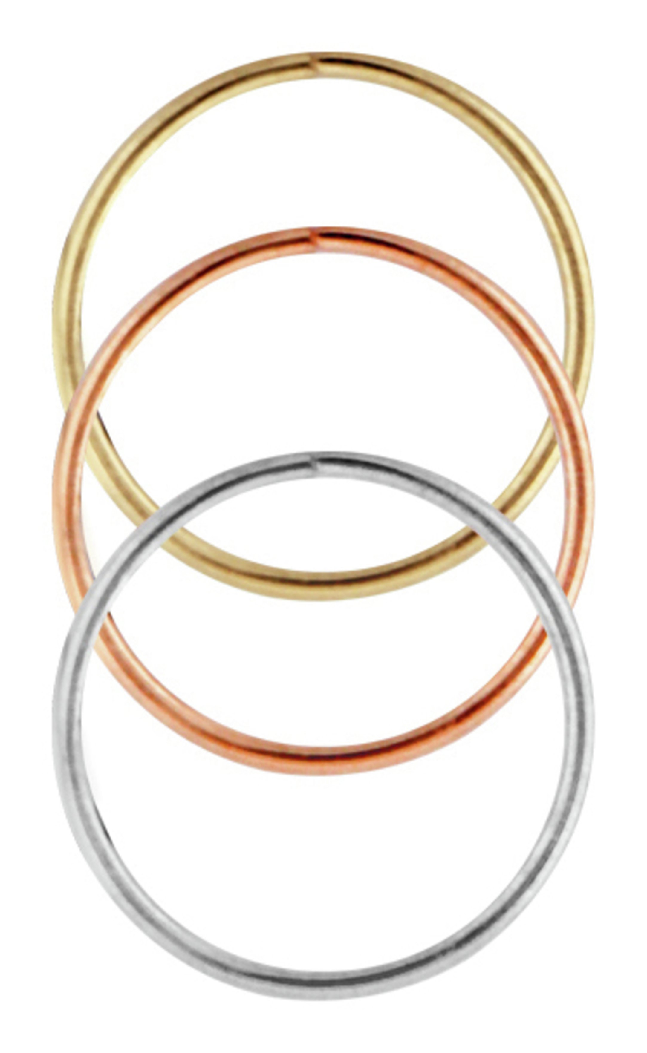 State of Mine 9ct Multi-coloured Gold Nose Hoops - Set of 3