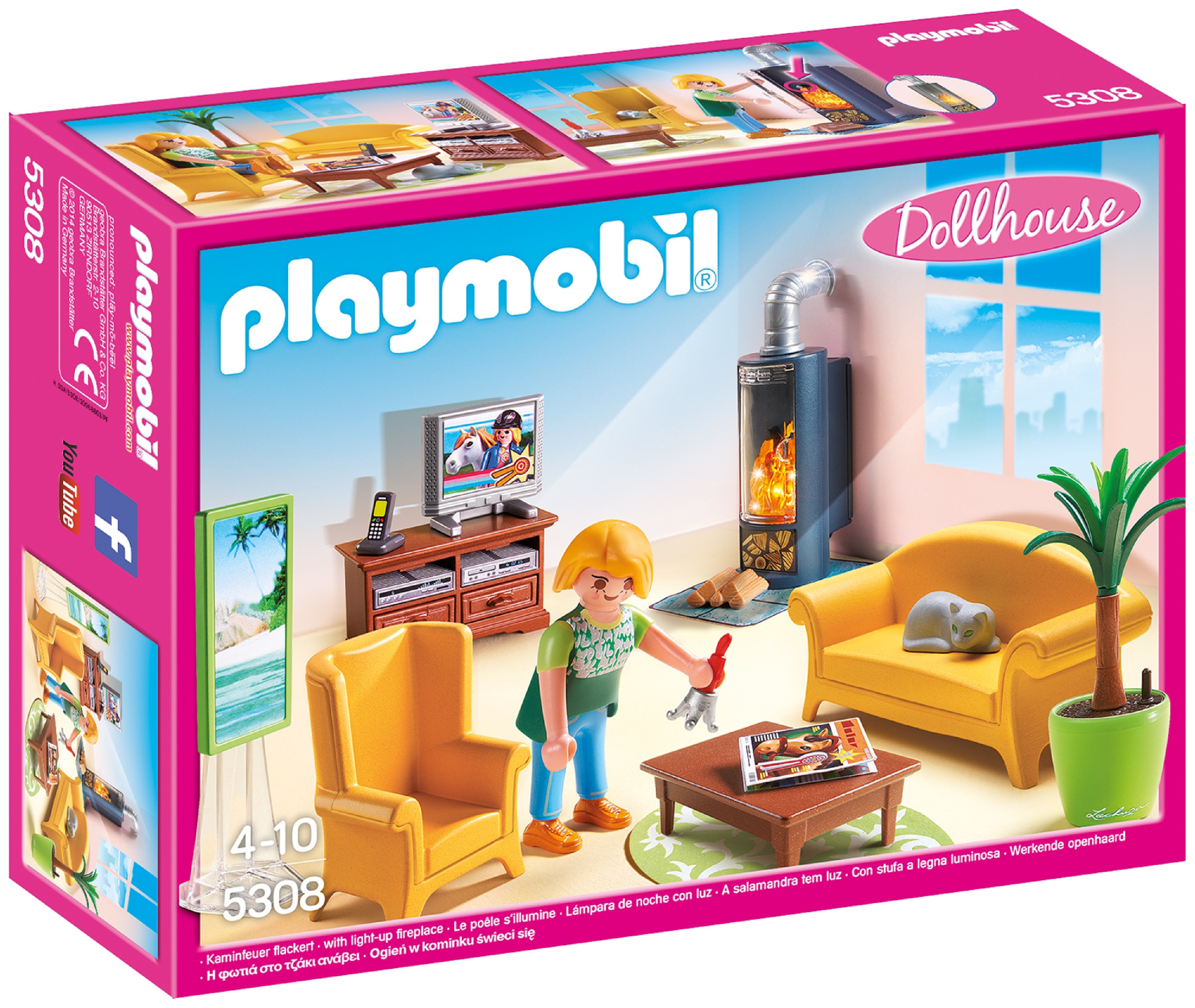 Playmobil 5308 Dollhouse Living Room With Fireplace.