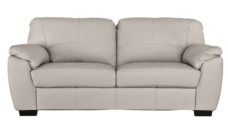 Argos Home Milano 3 Seater Leather Sofa - Light Grey