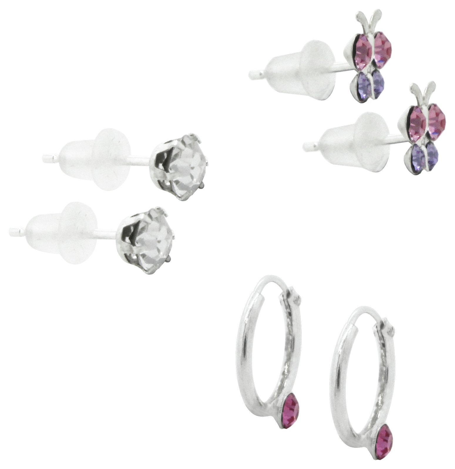 Revere Kids Butterfly Crystal Set Hoop Earrings Set of 3 Review