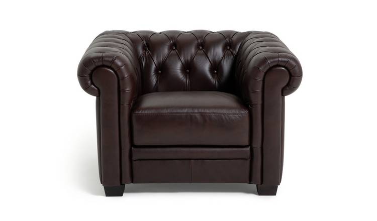 Buy Habitat Chesterfield Leather Armchair Walnut Armchairs And Chairs Argos