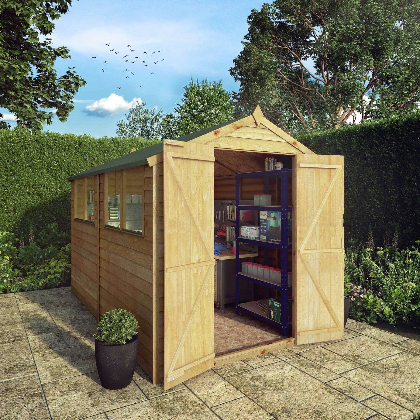 Buy Mercia Overlap 4 Windows Shed - 10 x 6ft | Sheds | Argos