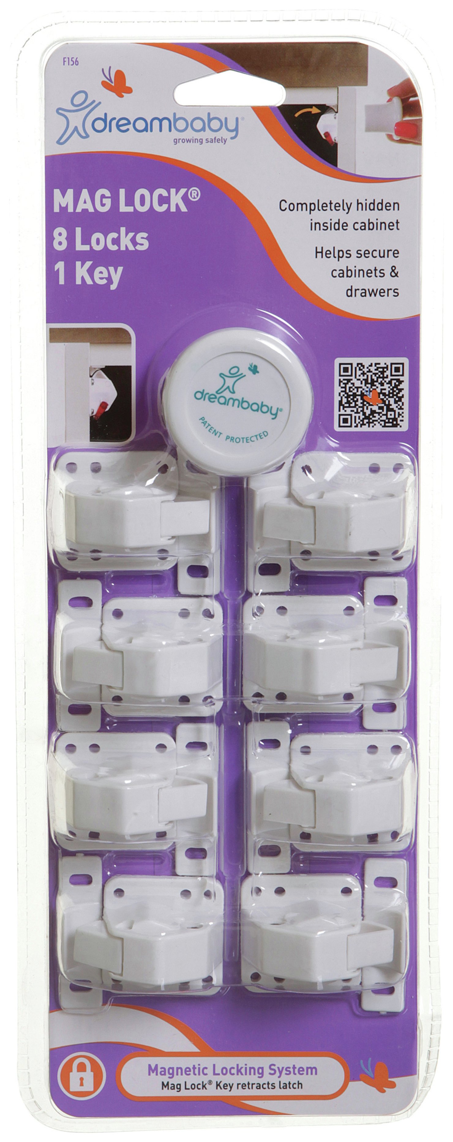 Dreambaby Classic Mag Lock - Set Of 8 Locks & 1 Key.