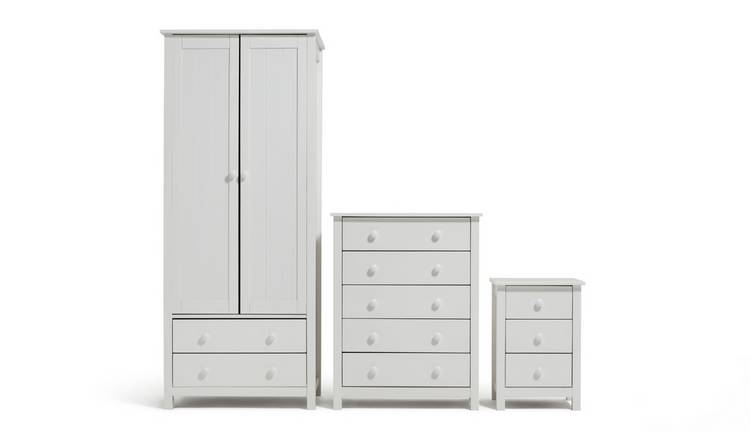 White bed deals and wardrobe set