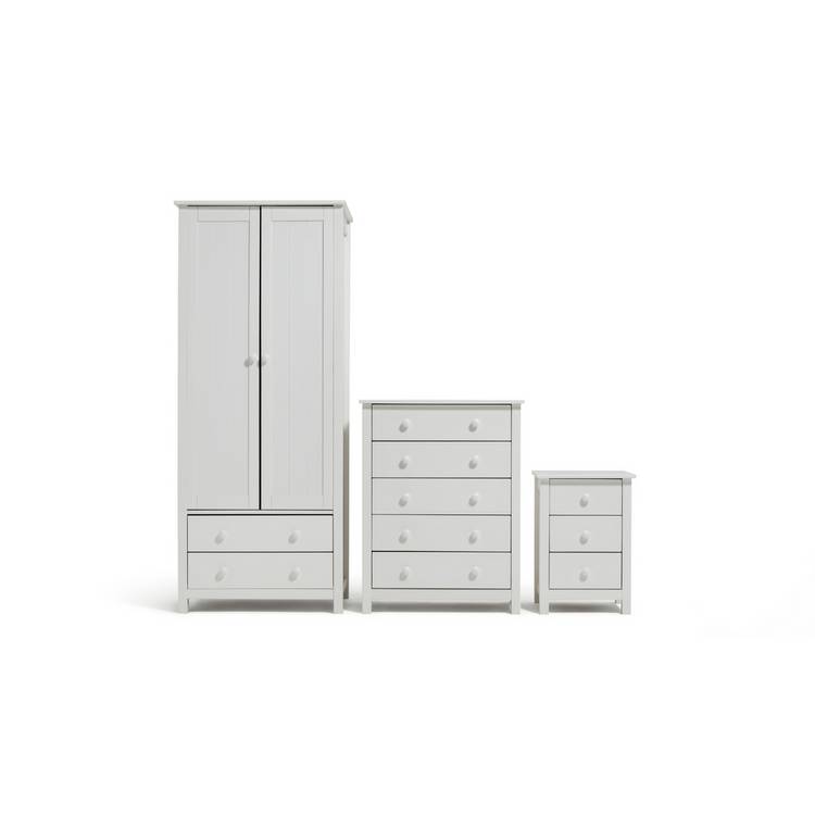 Argos Home Scandinavia 3 Piece 2 Door Wardrobe Set - White 0